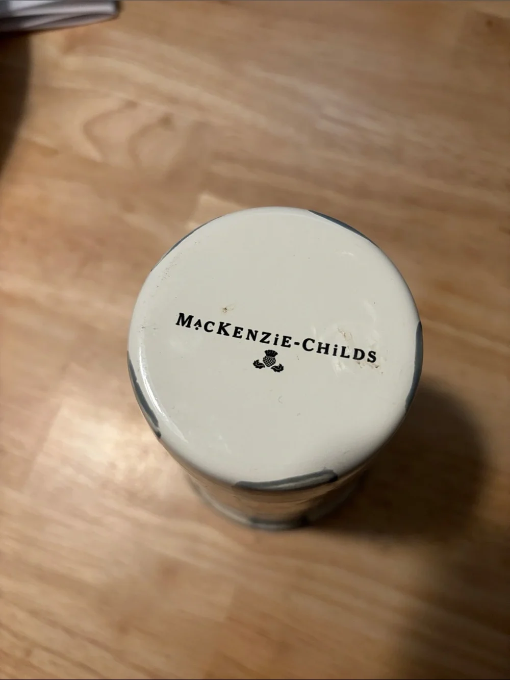 MacKenzie-Childs Gray, White & Cream Ceramic Tumbler